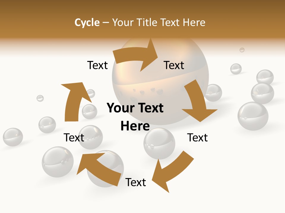 A Golden Sphere Surrounded By Bubbles On A White Background PowerPoint Template