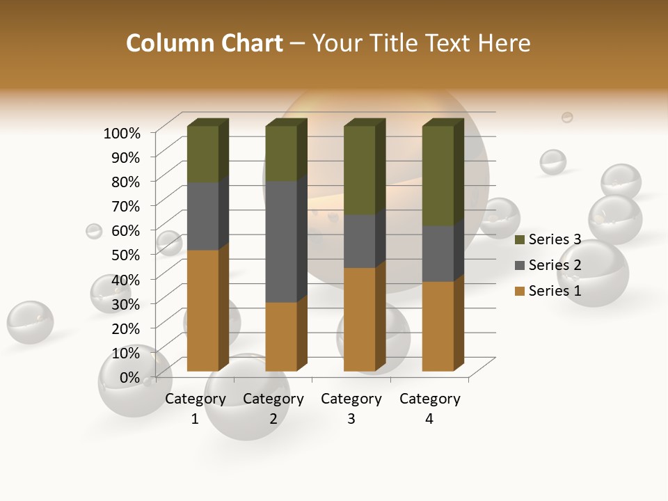 A Golden Sphere Surrounded By Bubbles On A White Background PowerPoint Template