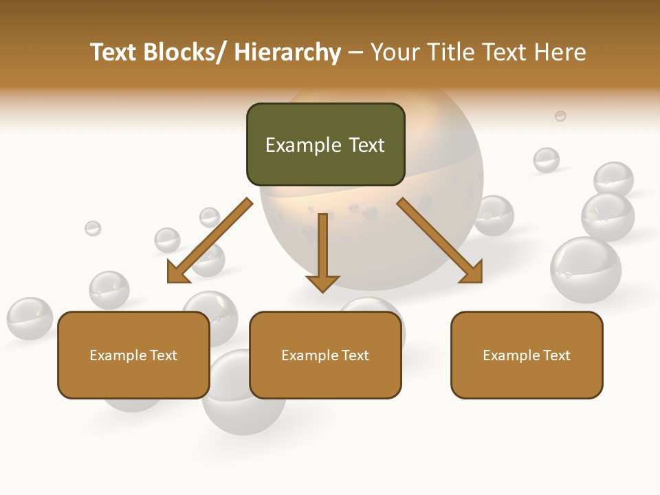 A Golden Sphere Surrounded By Bubbles On A White Background PowerPoint Template