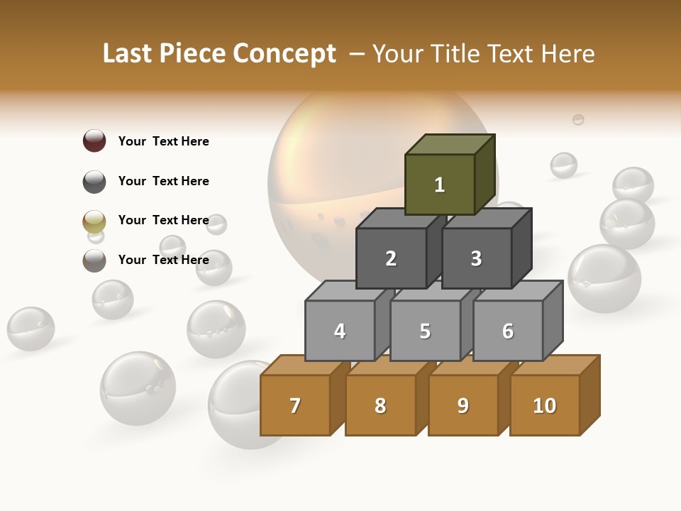 A Golden Sphere Surrounded By Bubbles On A White Background PowerPoint Template