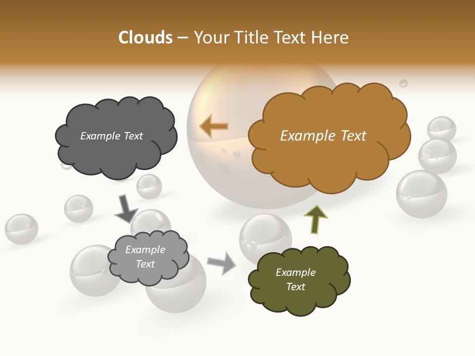 A Golden Sphere Surrounded By Bubbles On A White Background PowerPoint Template