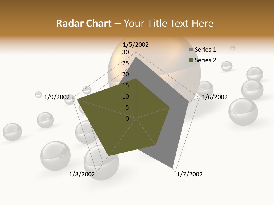 A Golden Sphere Surrounded By Bubbles On A White Background PowerPoint Template