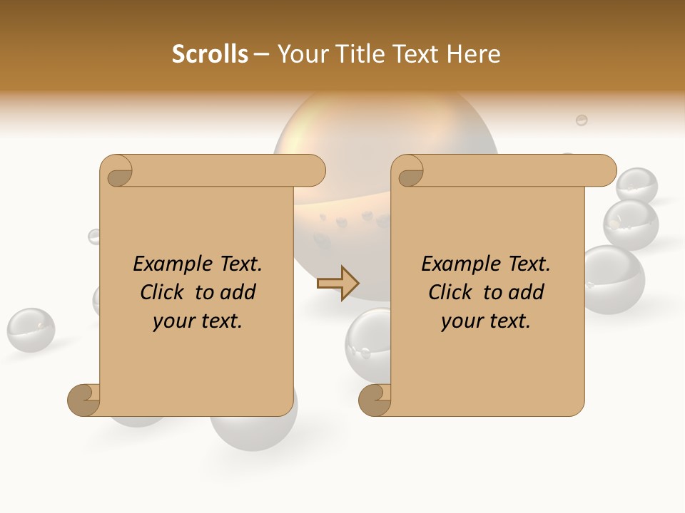 A Golden Sphere Surrounded By Bubbles On A White Background PowerPoint Template