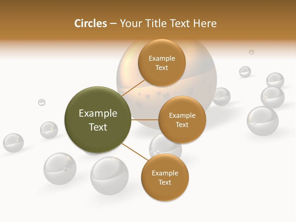 A Golden Sphere Surrounded By Bubbles On A White Background PowerPoint Template