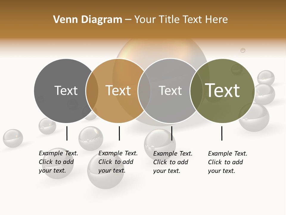 A Golden Sphere Surrounded By Bubbles On A White Background PowerPoint Template