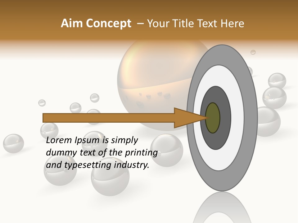 A Golden Sphere Surrounded By Bubbles On A White Background PowerPoint Template