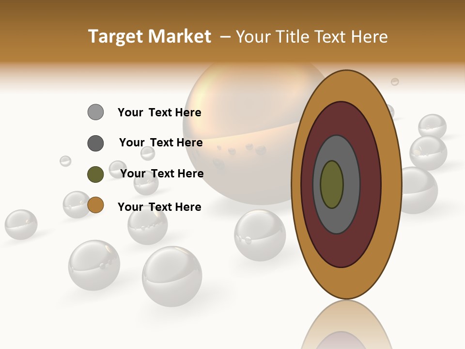 A Golden Sphere Surrounded By Bubbles On A White Background PowerPoint Template