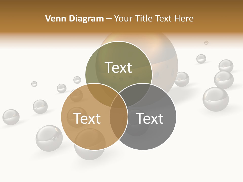 A Golden Sphere Surrounded By Bubbles On A White Background PowerPoint Template