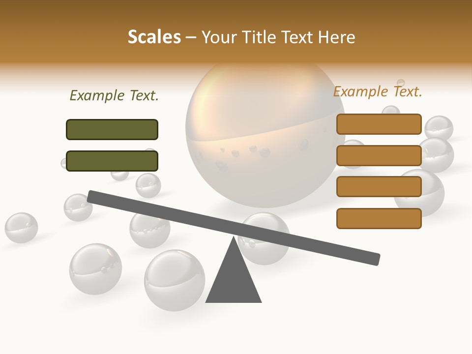 A Golden Sphere Surrounded By Bubbles On A White Background PowerPoint Template