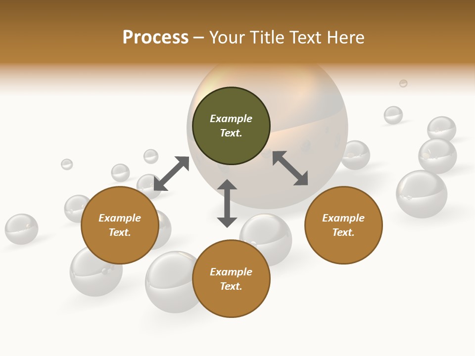A Golden Sphere Surrounded By Bubbles On A White Background PowerPoint Template