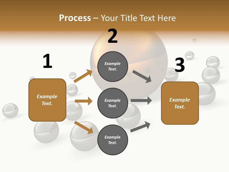 A Golden Sphere Surrounded By Bubbles On A White Background PowerPoint Template