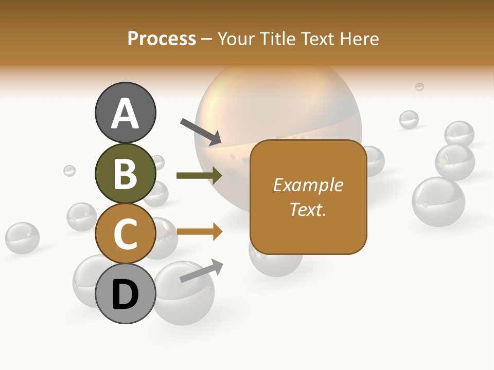 A Golden Sphere Surrounded By Bubbles On A White Background PowerPoint Template