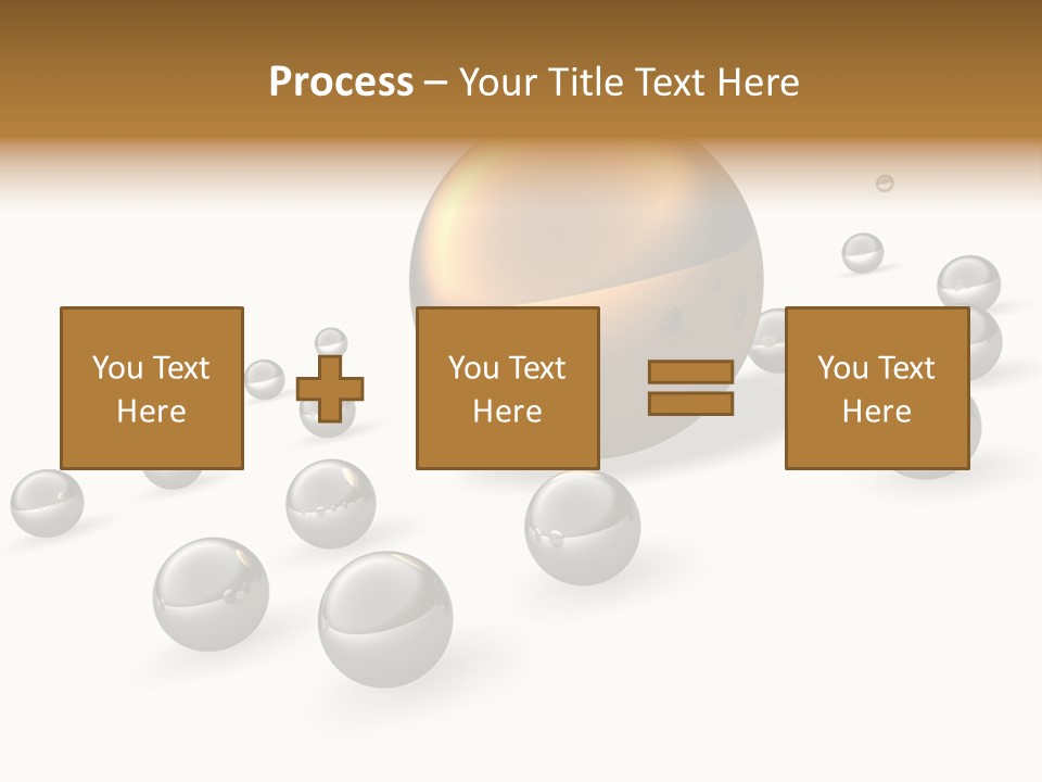 A Golden Sphere Surrounded By Bubbles On A White Background PowerPoint Template