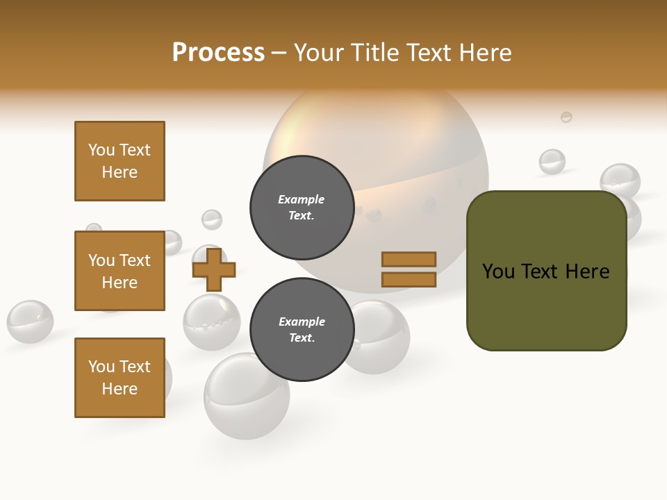 A Golden Sphere Surrounded By Bubbles On A White Background PowerPoint Template