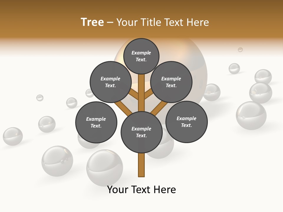 A Golden Sphere Surrounded By Bubbles On A White Background PowerPoint Template