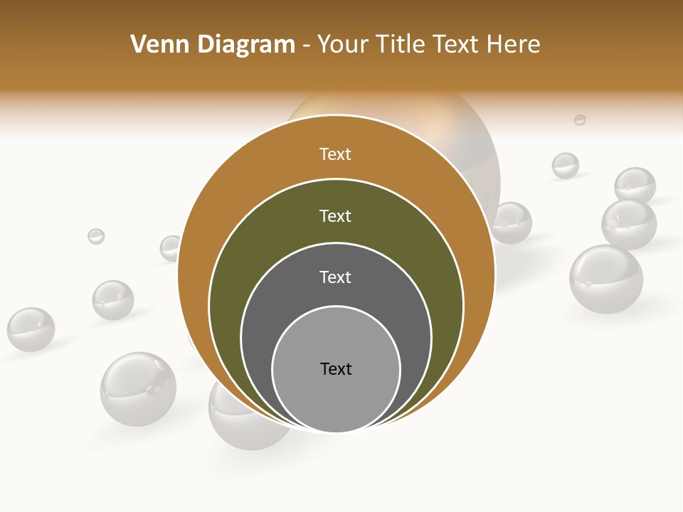 A Golden Sphere Surrounded By Bubbles On A White Background PowerPoint Template