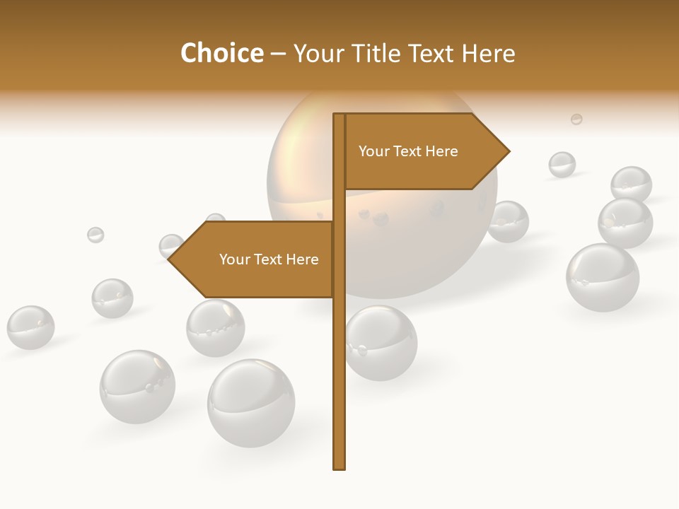 A Golden Sphere Surrounded By Bubbles On A White Background PowerPoint Template