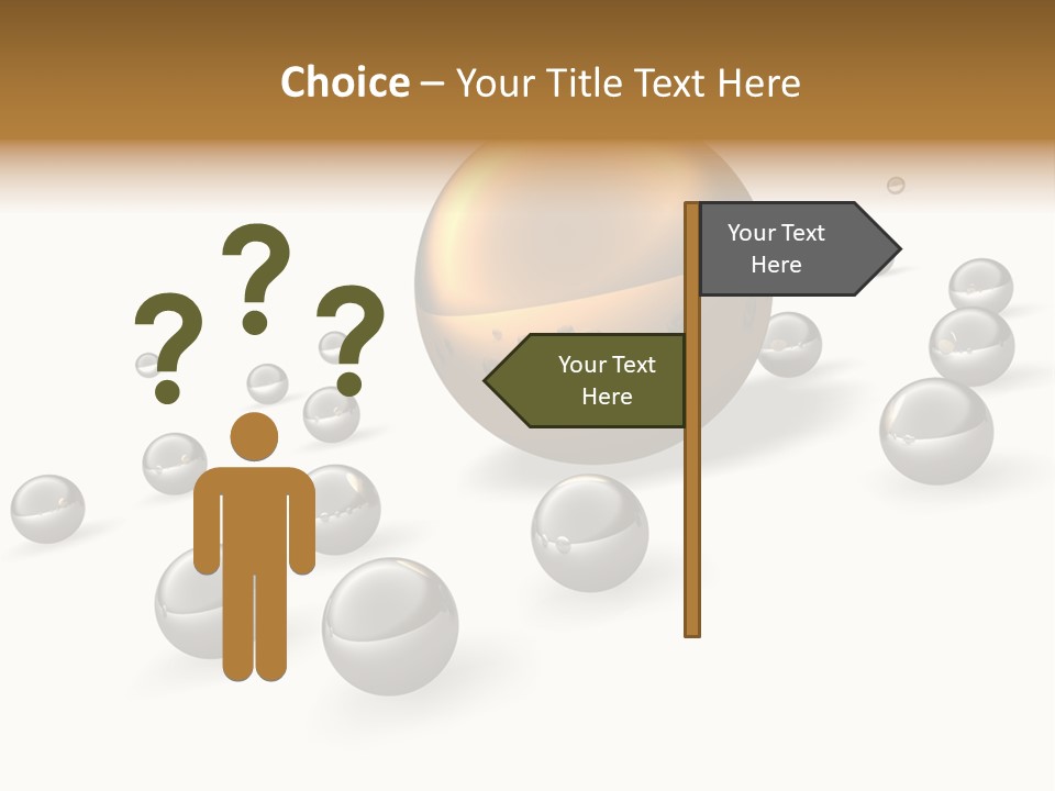 A Golden Sphere Surrounded By Bubbles On A White Background PowerPoint Template