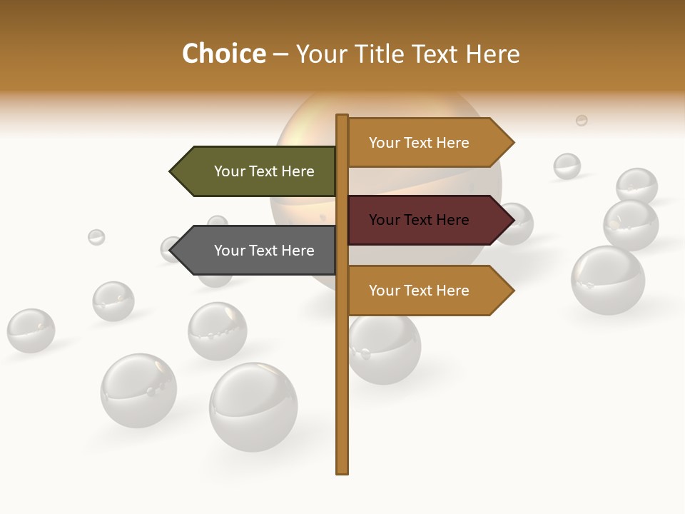 A Golden Sphere Surrounded By Bubbles On A White Background PowerPoint Template