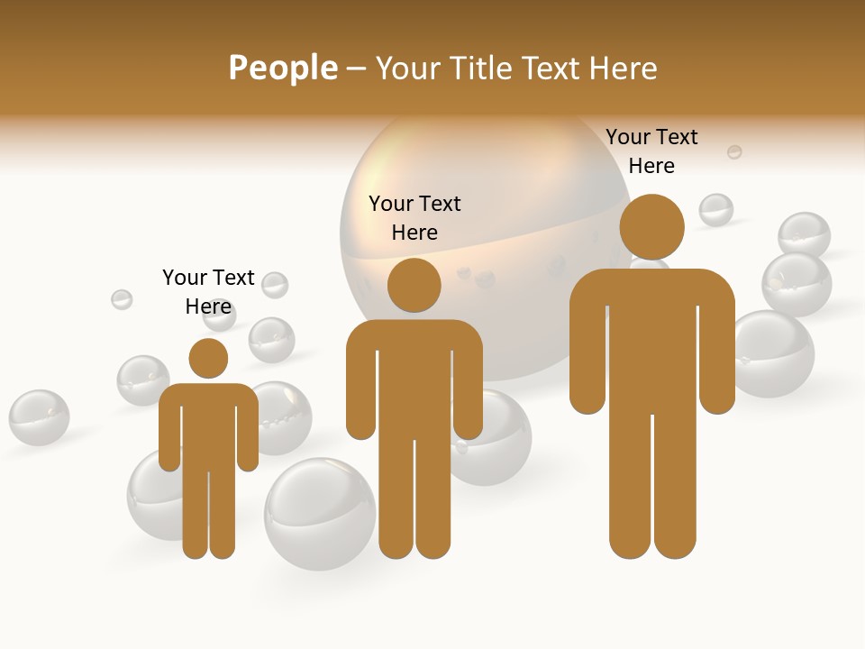 A Golden Sphere Surrounded By Bubbles On A White Background PowerPoint Template