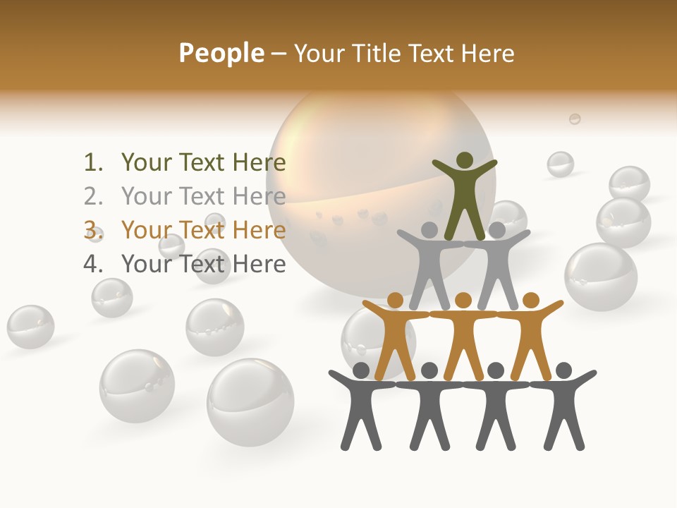 A Golden Sphere Surrounded By Bubbles On A White Background PowerPoint Template