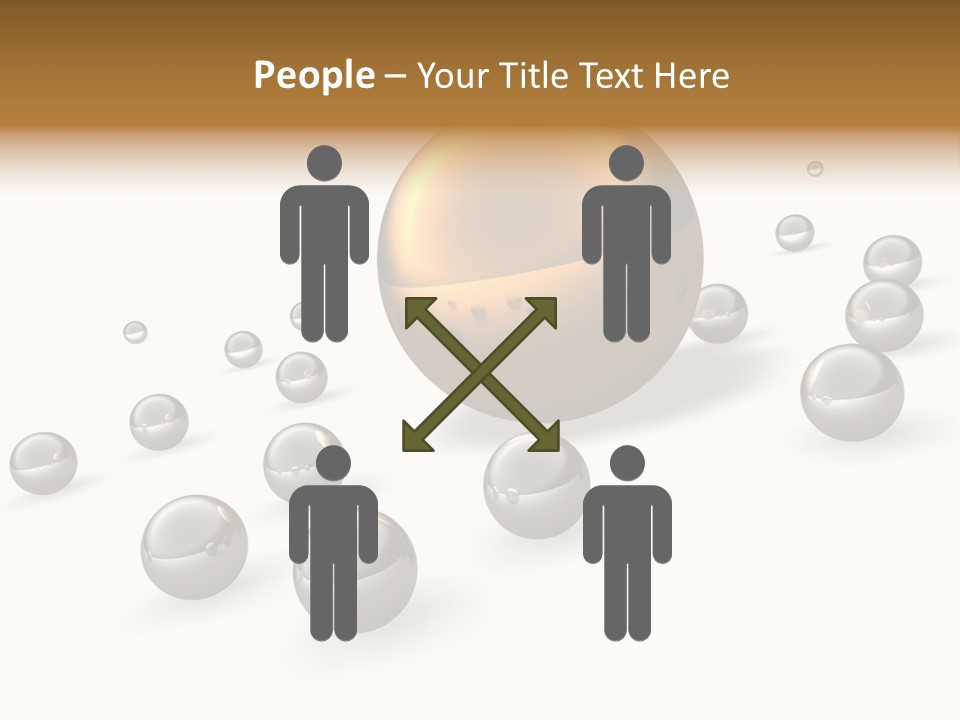 A Golden Sphere Surrounded By Bubbles On A White Background PowerPoint Template