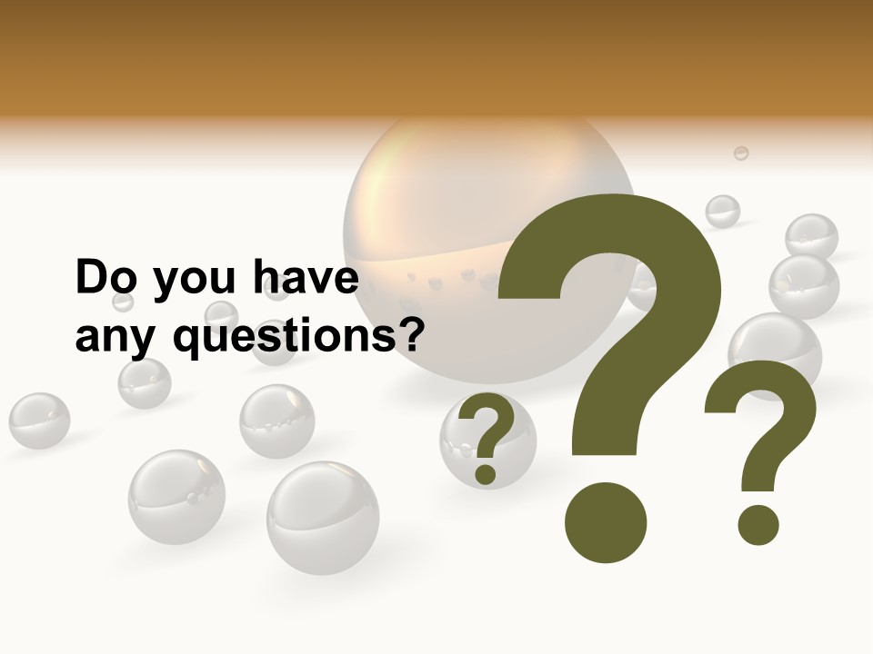 A Golden Sphere Surrounded By Bubbles On A White Background PowerPoint Template