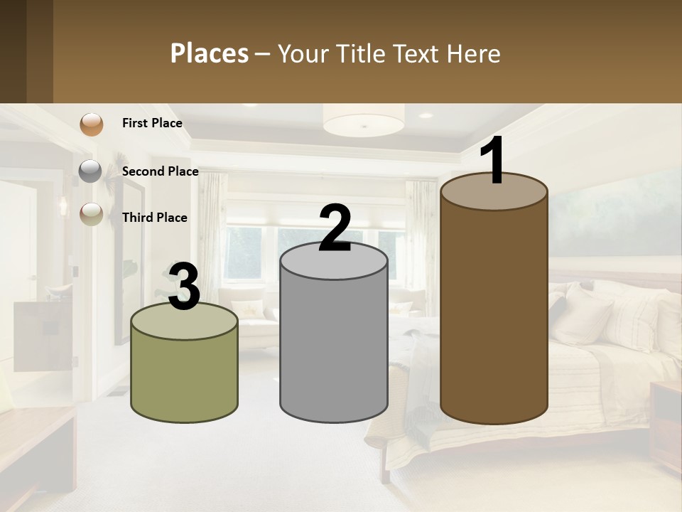 A Bedroom With A Large Bed And A Painting On The Wall PowerPoint Template