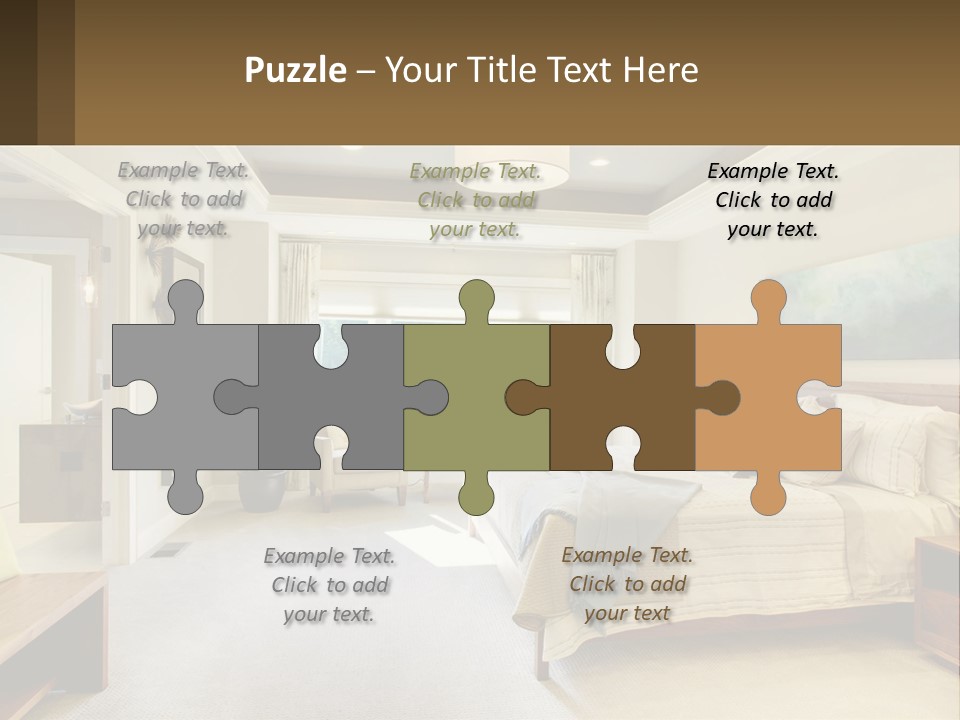 A Bedroom With A Large Bed And A Painting On The Wall PowerPoint Template