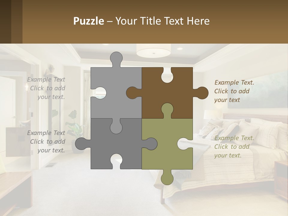 A Bedroom With A Large Bed And A Painting On The Wall PowerPoint Template