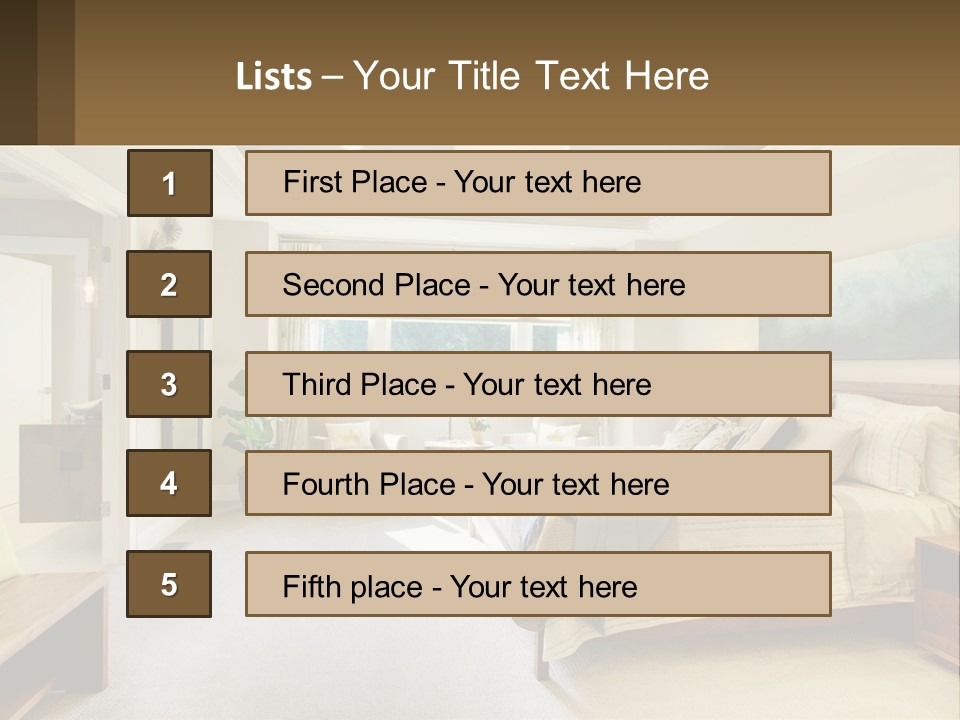 A Bedroom With A Large Bed And A Painting On The Wall PowerPoint Template