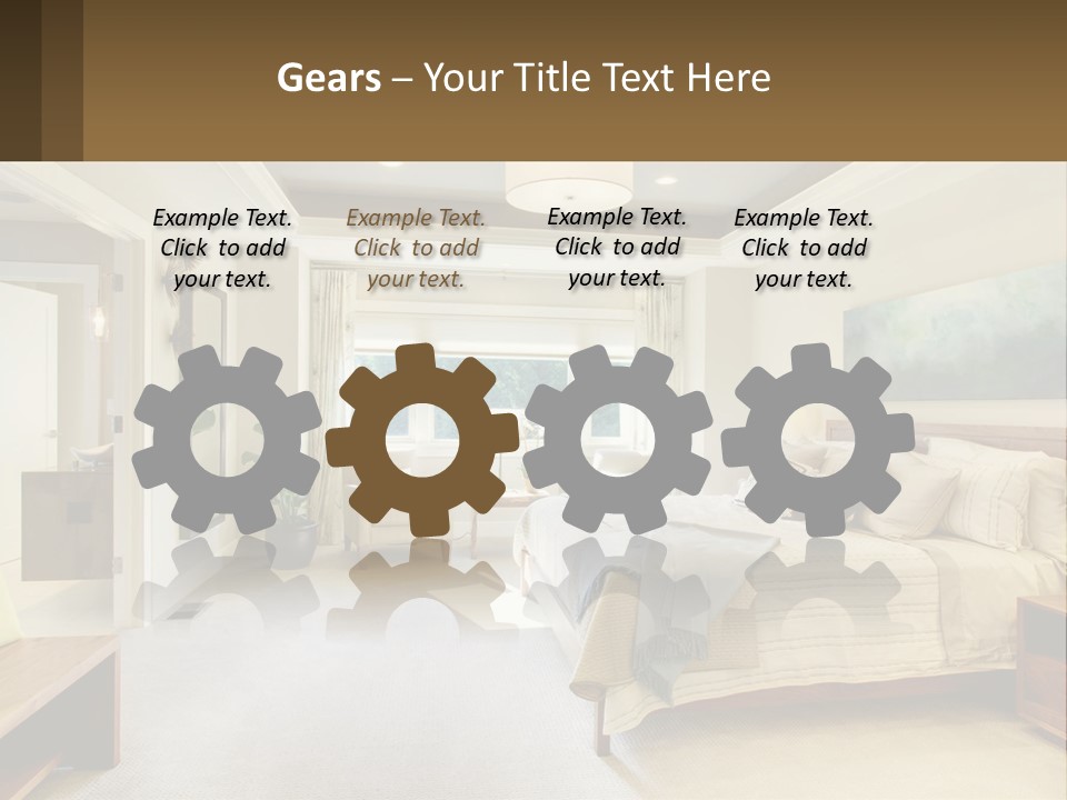 A Bedroom With A Large Bed And A Painting On The Wall PowerPoint Template