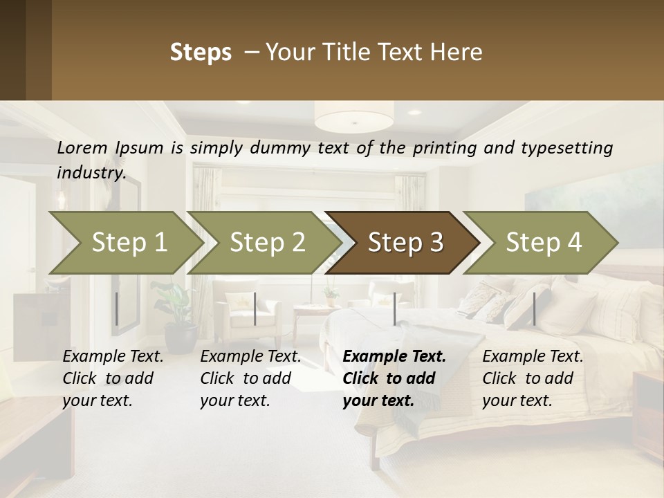 A Bedroom With A Large Bed And A Painting On The Wall PowerPoint Template