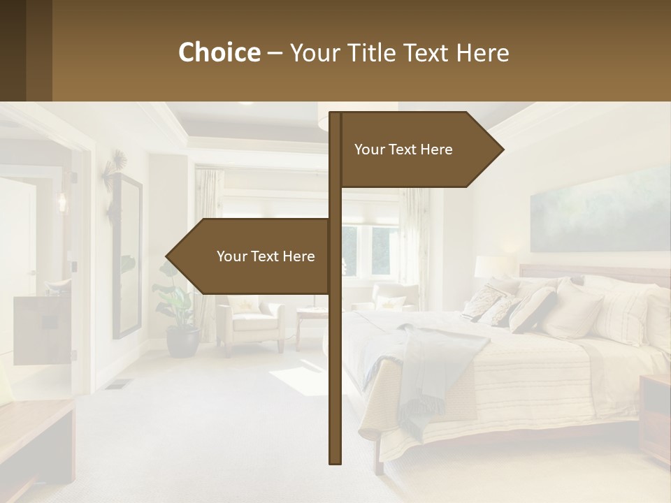 A Bedroom With A Large Bed And A Painting On The Wall PowerPoint Template