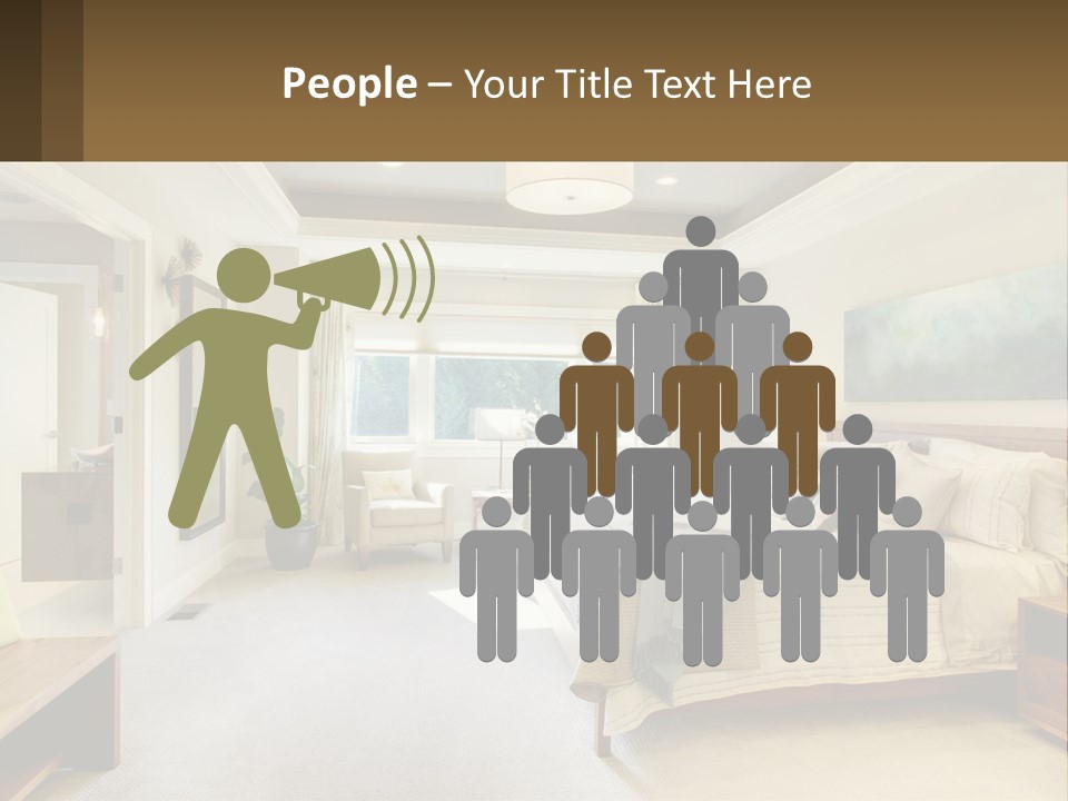 A Bedroom With A Large Bed And A Painting On The Wall PowerPoint Template