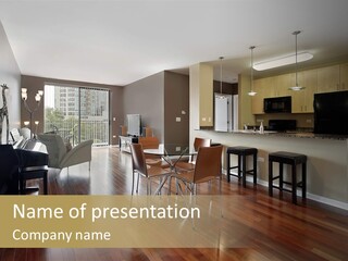 A Living Room Filled With Furniture And A Piano PowerPoint Template