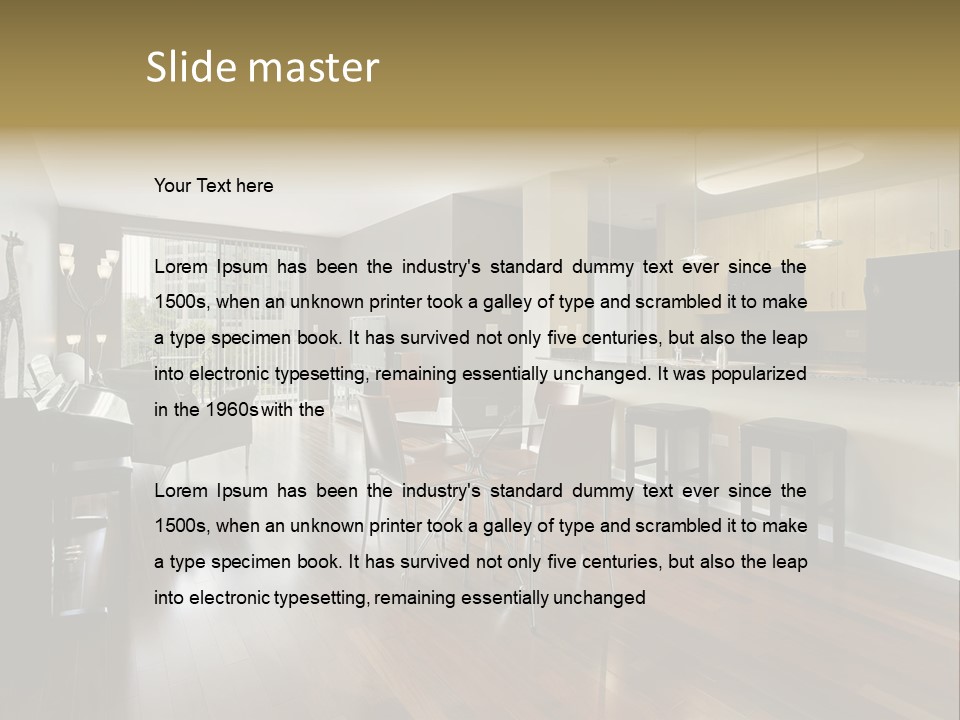 A Living Room Filled With Furniture And A Piano PowerPoint Template