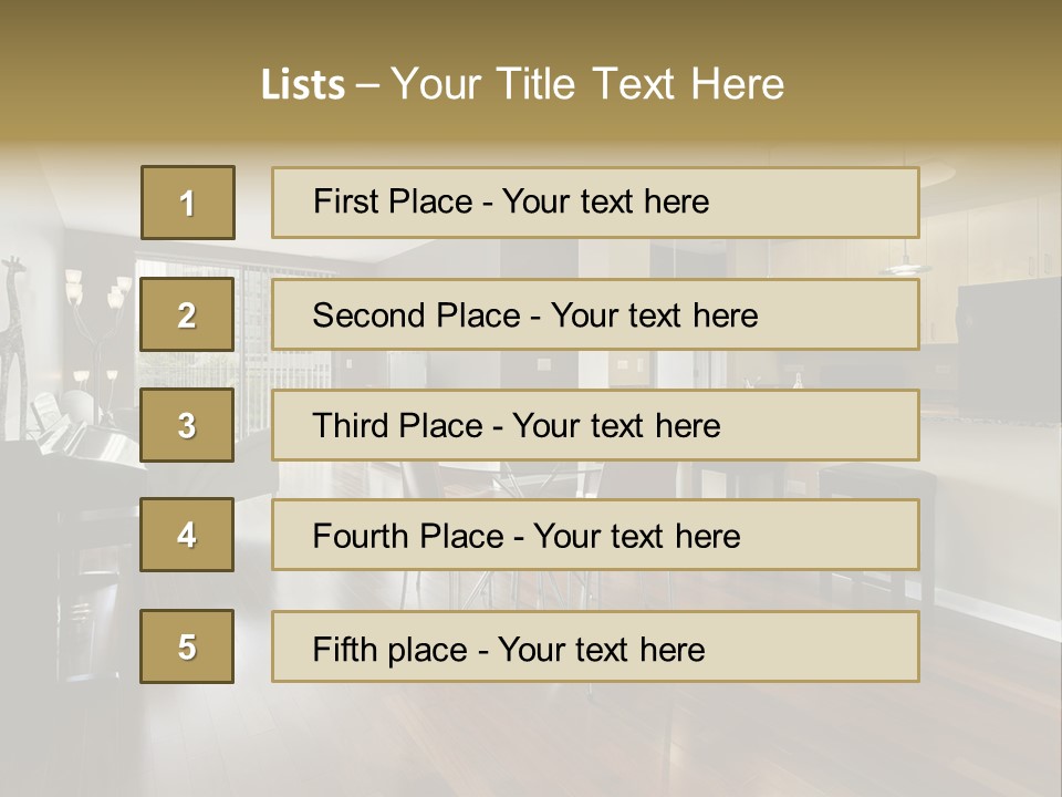 A Living Room Filled With Furniture And A Piano PowerPoint Template