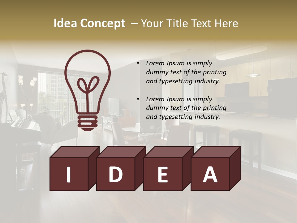 A Living Room Filled With Furniture And A Piano PowerPoint Template