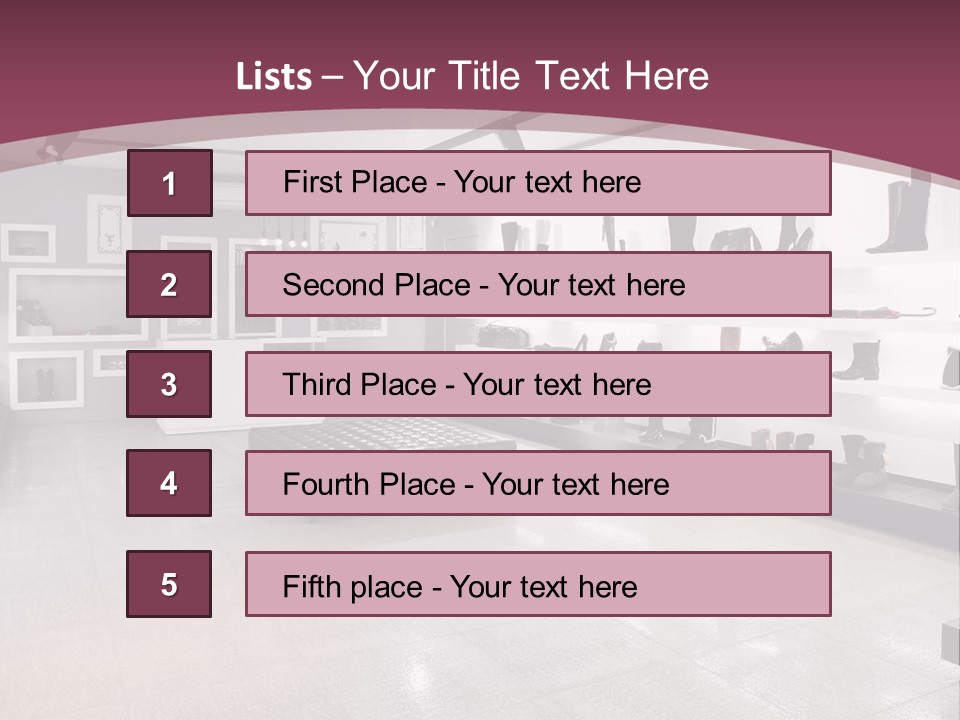A Shoe Store With Lots Of Shoes On Display PowerPoint Template