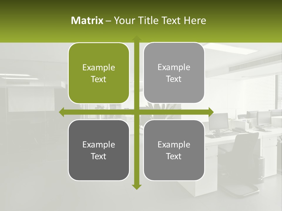 An Office With A Desk And Chairs And A Plant PowerPoint Template