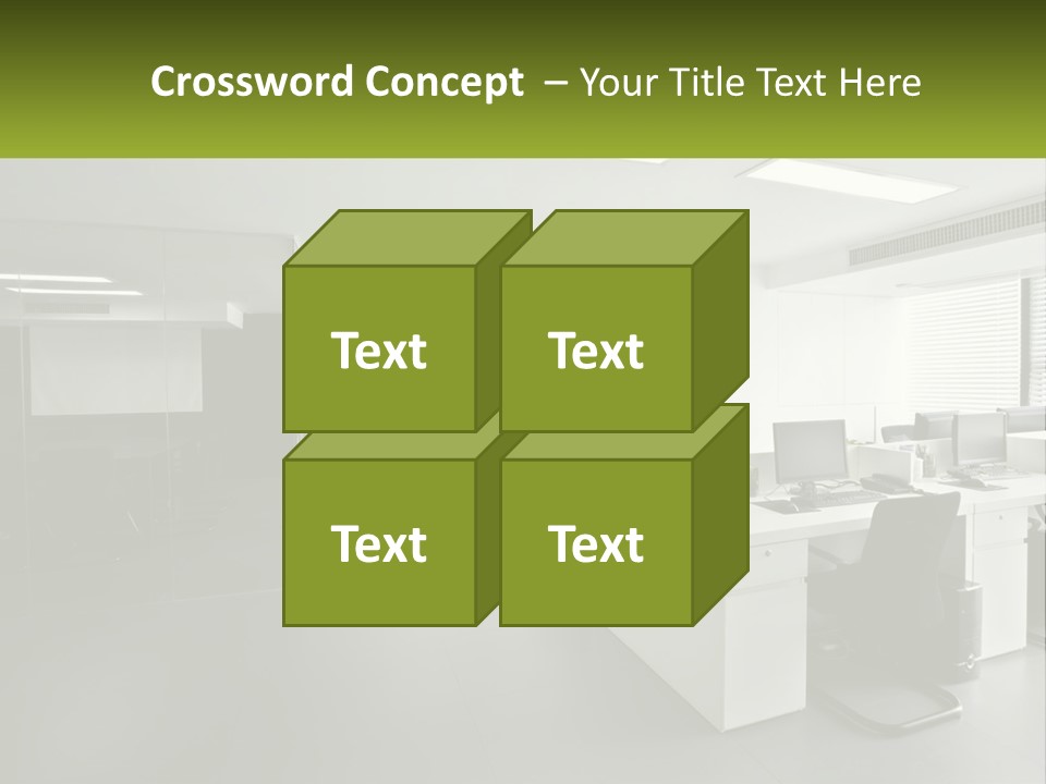 An Office With A Desk And Chairs And A Plant PowerPoint Template