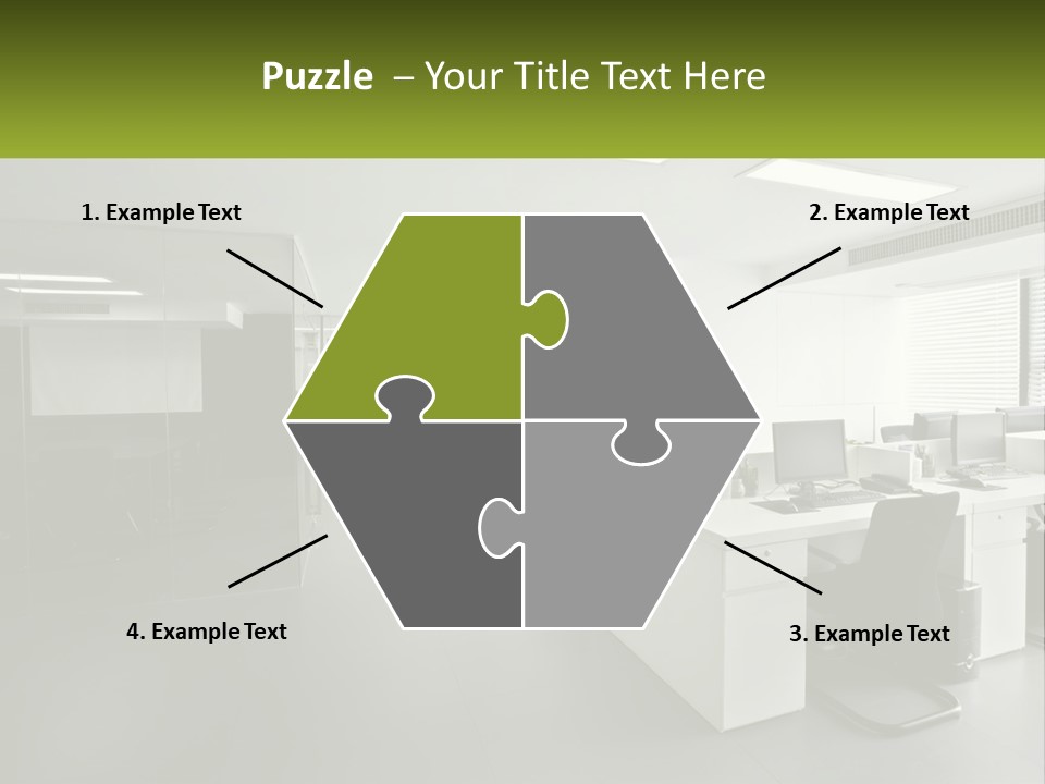 An Office With A Desk And Chairs And A Plant PowerPoint Template