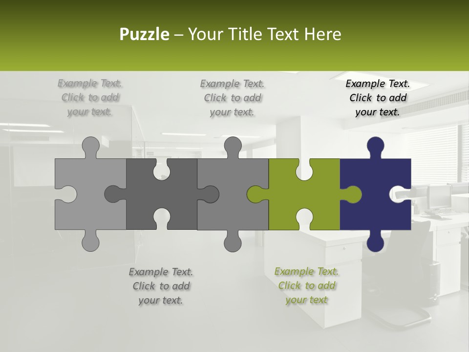 An Office With A Desk And Chairs And A Plant PowerPoint Template