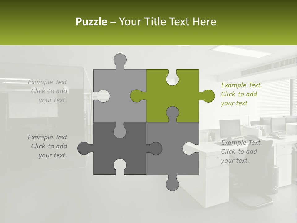 An Office With A Desk And Chairs And A Plant PowerPoint Template
