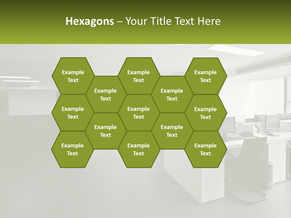 An Office With A Desk And Chairs And A Plant PowerPoint Template