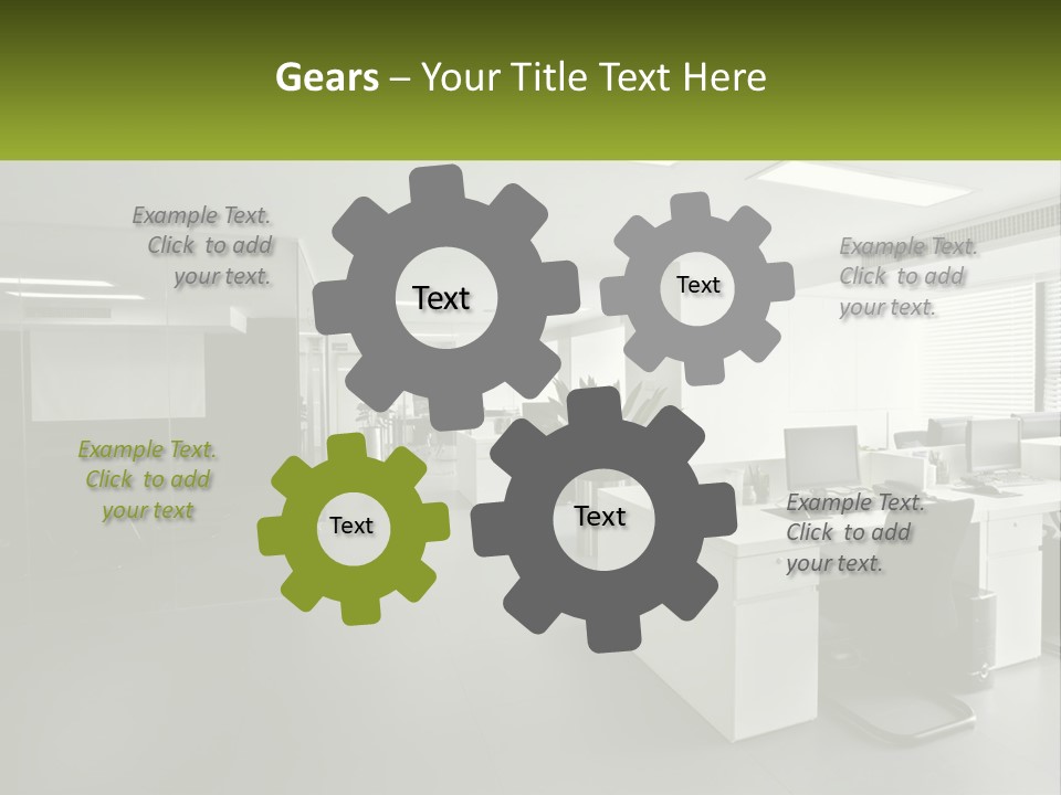 An Office With A Desk And Chairs And A Plant PowerPoint Template
