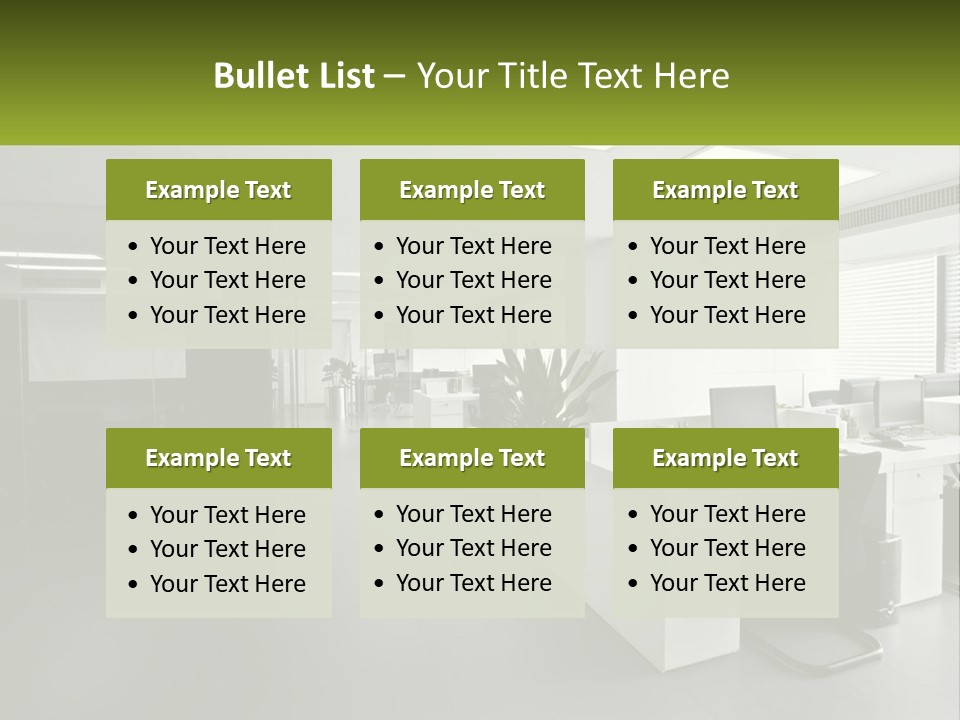 An Office With A Desk And Chairs And A Plant PowerPoint Template