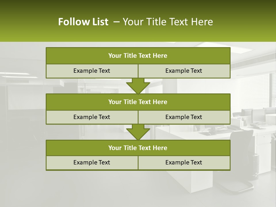 An Office With A Desk And Chairs And A Plant PowerPoint Template