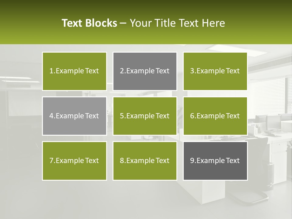 An Office With A Desk And Chairs And A Plant PowerPoint Template